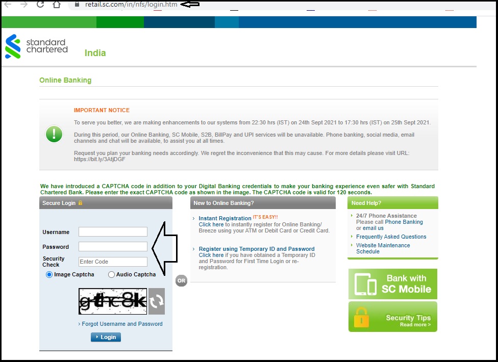 standard chartered bank login