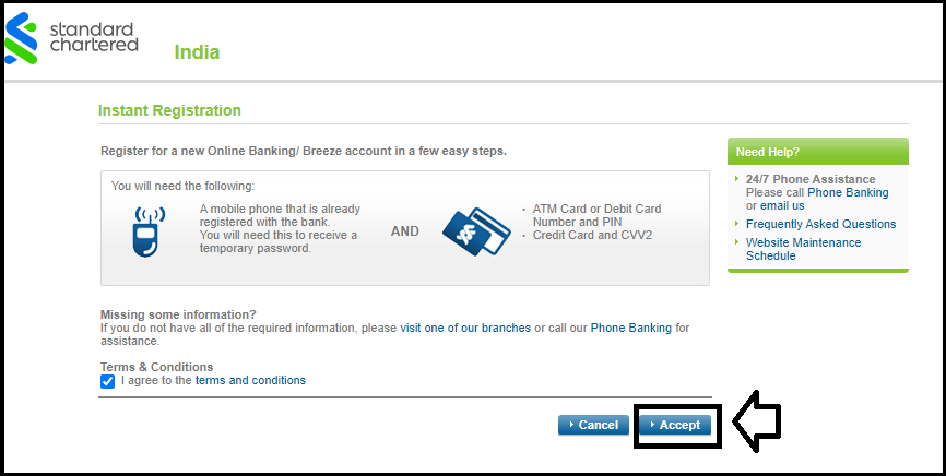 SCB online banking registration