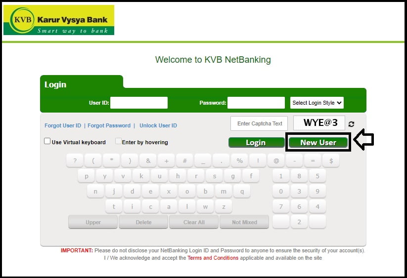 kvb netbanking new user registration