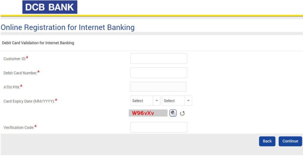 DCB Bank Internet Banking Registration