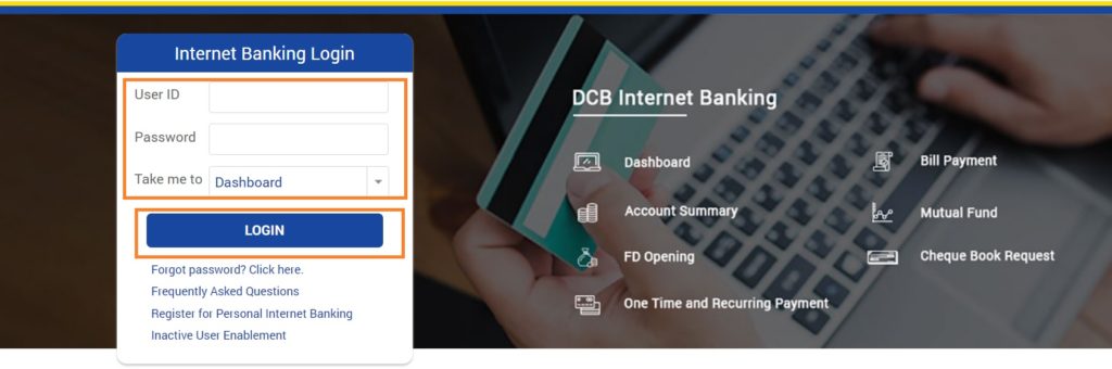 dcb bank login