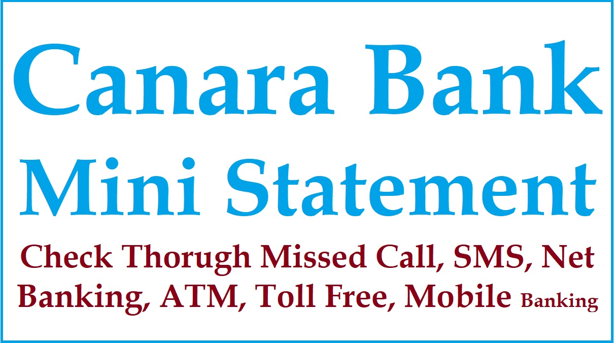 Canara Bank Mini Statement Number