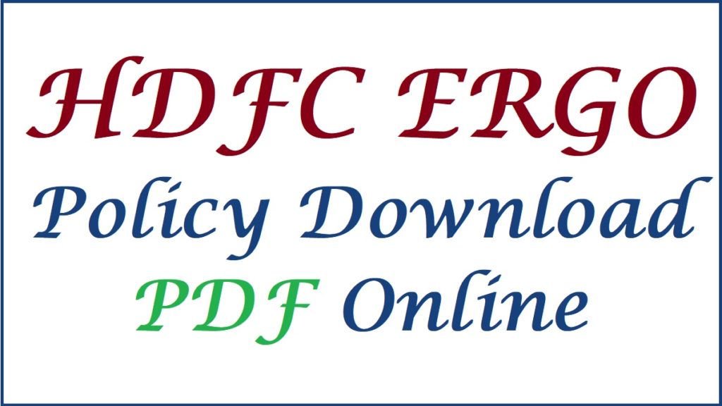 HDFC ERGO Policy Download PDF Online